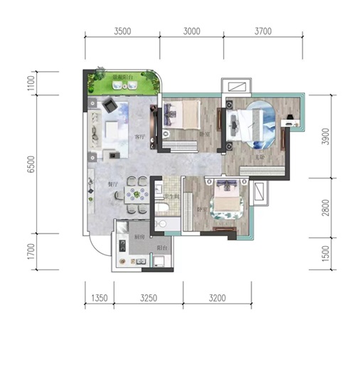 水天花月兰亭墅B户型户型图